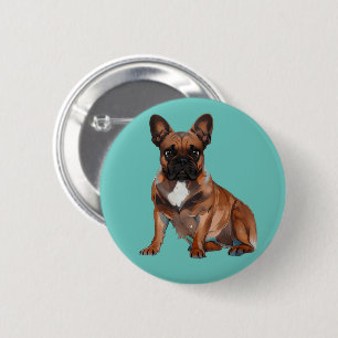 Badge Rond 5 Cm Bouledogue français Cartoon French Bulldog