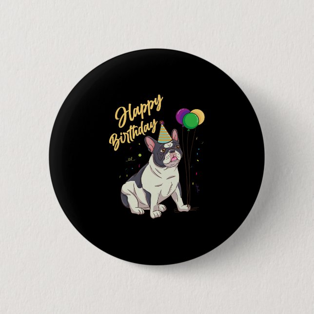 Badge Rond 5 Cm Bouledogue français d'anniversaire  (Devant)
