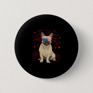 Badge Rond 5 Cm Bouledogue français drapeau américain 4 juillet