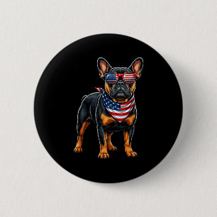 Badge Rond 5 Cm Bouledogue français drapeau américain 4 juillet