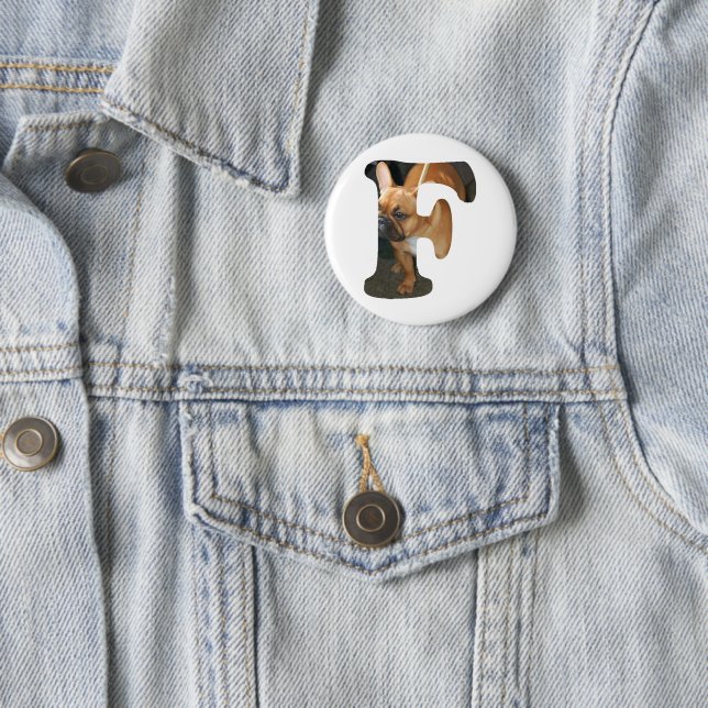 Badge Rond 5 Cm Bouledogue français en F (En situation)