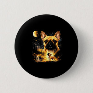 Badge Rond 5 Cm Bouledogue français hurlant à la lune vintage 90s