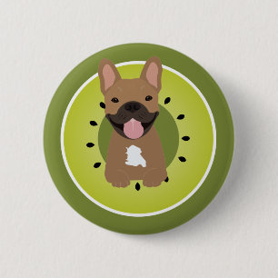 Badge Rond 5 Cm Bouledogue français Kiwi Papier