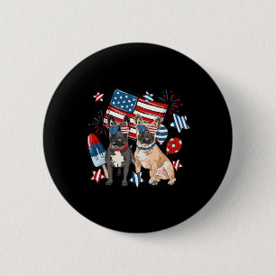 Badge Rond 5 Cm Bouledogue Français Patriote Frenchie 4 juillet Ét