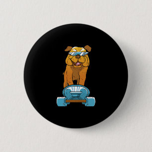 Badge Rond 5 Cm Bouledogue Fun Skateboarding Bouledogue Français G