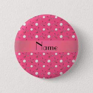 Badge Rond 5 Cm Boules de golf roses nommées personnalisées