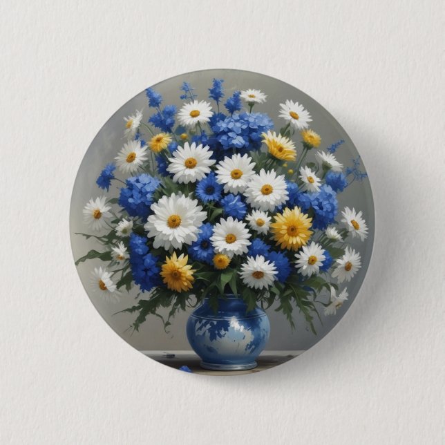 Badge Rond 5 Cm Bouquet de fleurs Elégante aquarelle (Devant)