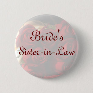 Badge Rond 5 Cm Bouquet de rose rouge "de la belle-soeur de la