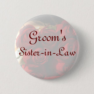 Badge Rond 5 Cm Bouquet de rose rouge "de la belle-soeur du marié"