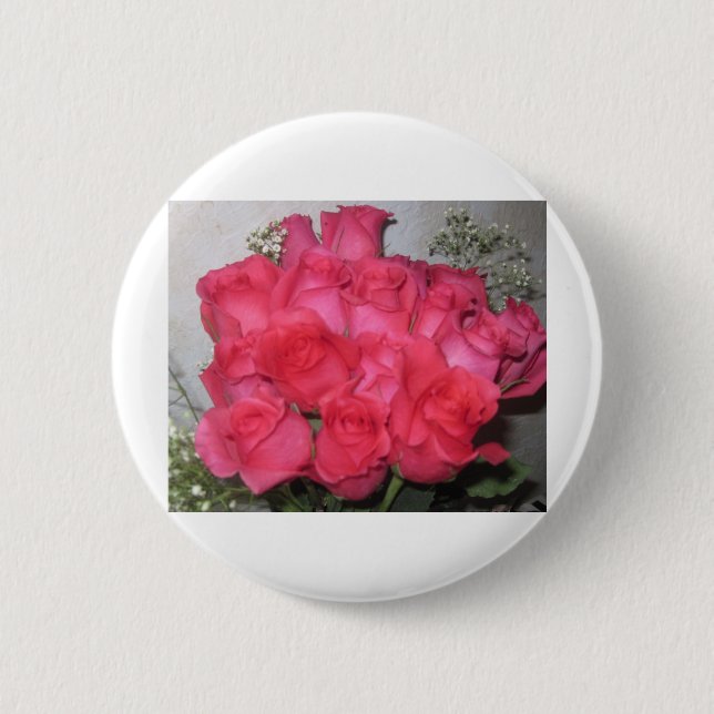 BADGE ROND 5 CM BOUQUET DE ROSES (Devant)