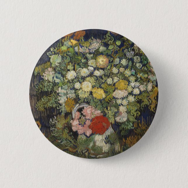 Badge Rond 5 Cm Bouquet de Vincent van Gogh | des fleurs dans un (Devant)