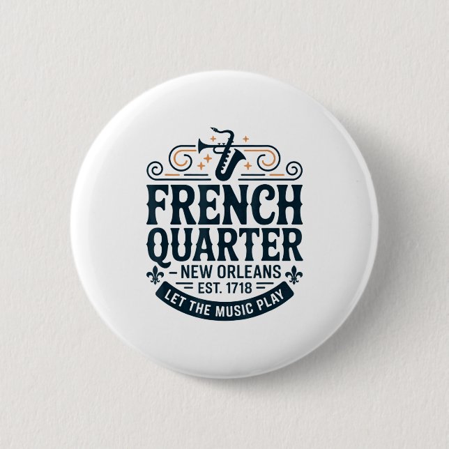 Badge Rond 5 Cm Bourbon Street French Quarter New Orleans Mardi Gr (Devant)