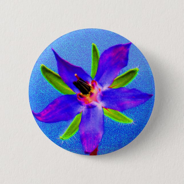 Badge Rond 5 Cm Bourrache psychédélique (Devant)