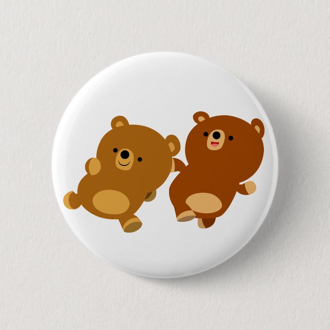 Badge Rond 5 Cm Bours de dessin mignonnes facétieuses (Devant)