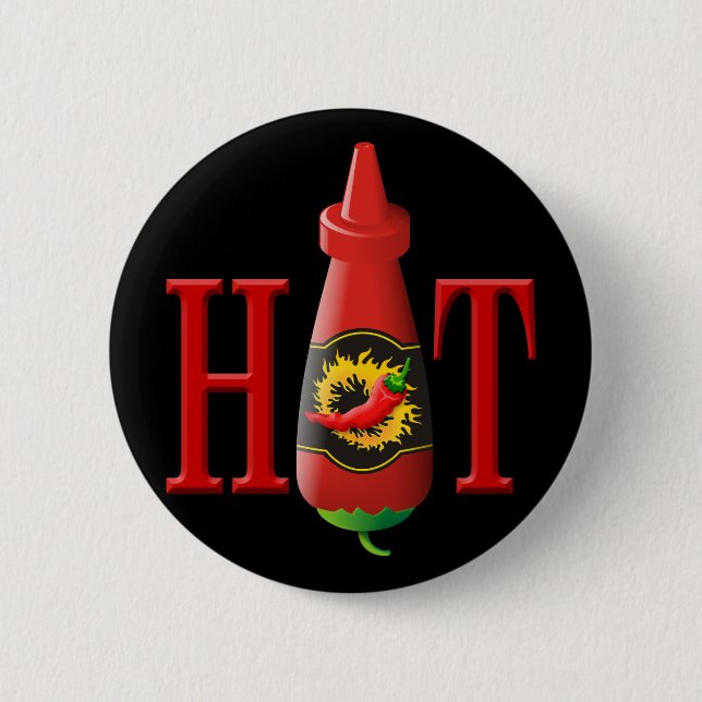 Badge Rond 5 Cm Bouteille de sauce chaude (Devant)