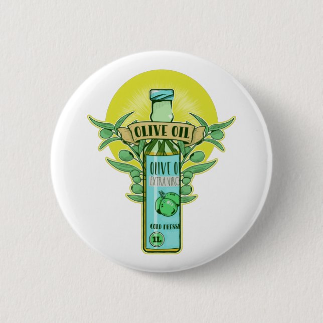 Badge Rond 5 Cm Bouteille d'huile d'olive (Devant)