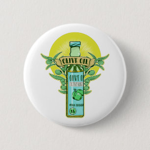 Badge Rond 5 Cm Bouteille d'huile d'olive