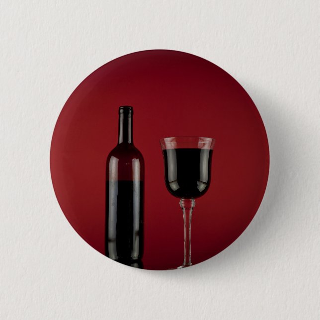 Badge Rond 5 Cm Bouteille en verre de vin rouge (Devant)
