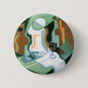 Badge Rond 5 Cm Bouteille et plat de fruits de Juan Gris, Cubisme