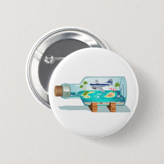 Badge Rond 5 Cm Bouteille souvenir de dessin (Devant & derrière)