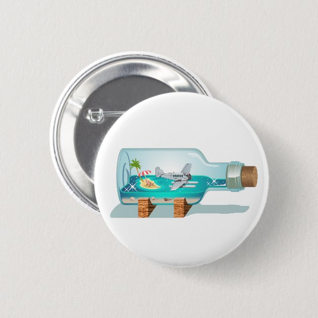 Badge Rond 5 Cm Bouteille souvenir de dessin (Devant & derrière)