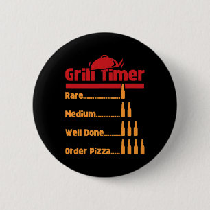Badge Rond 5 Cm Bouteilles de bière Bbq drôles de minuteur de gril