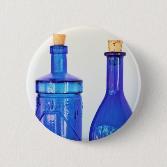 Badge Rond 5 Cm Bouteilles en verre bleu (Devant)