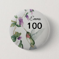 Bouton 100e anniversaire de jolies fleurs d'oiseau