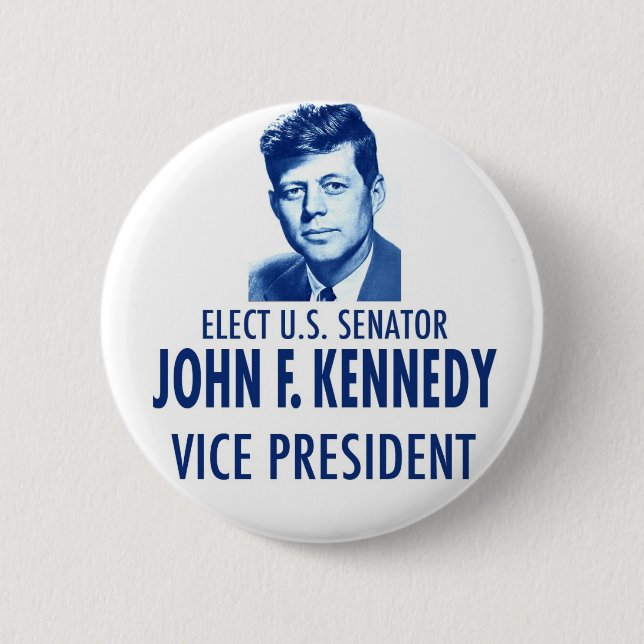 Badge Rond 5 Cm Bouton 1956 de campagne de sénateur VP de JFK John (Devant)