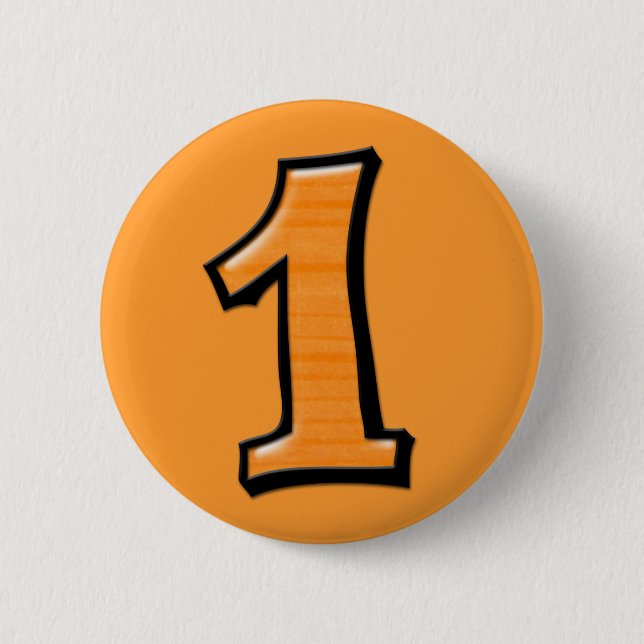 Badge Rond 5 Cm Bouton 1 orange Numéros stupides (Devant)