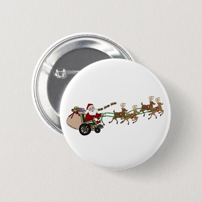 Badge Rond 5 Cm Bouton 2 1/4 Pouce - Père Noël en fauteuil roulant (Devant & derrière)
