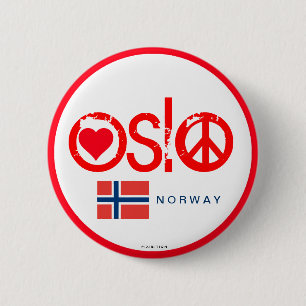 Badge Rond 5 Cm Bouton 3 de paix d'amour d'Oslo