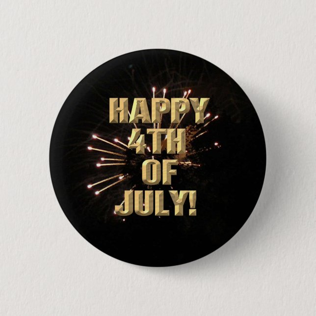 Badge Rond 5 Cm Bouton 4 juillet Fireworks 5 (Devant)