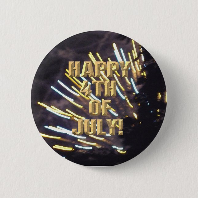 Badge Rond 5 Cm Bouton 4 juillet Fireworks 6 (Devant)