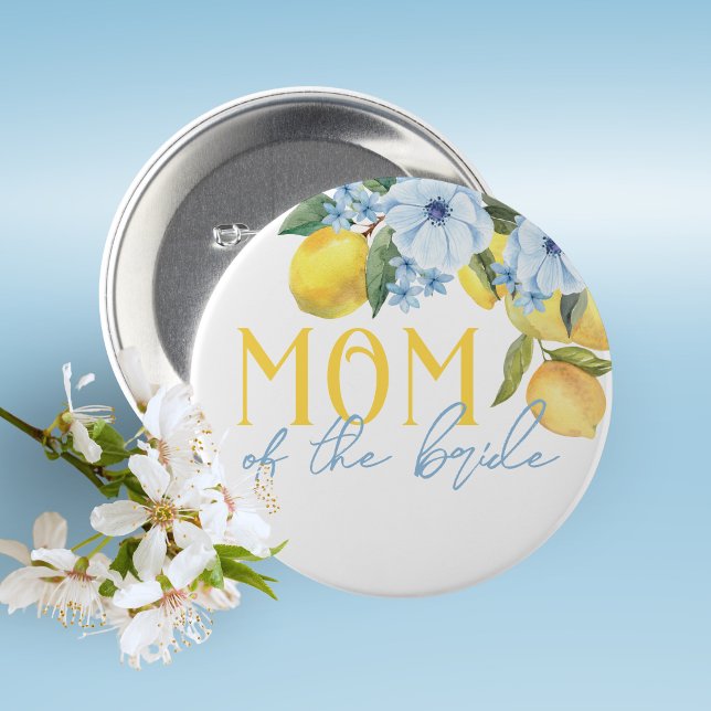 Badge Rond 5 Cm Bouton à épingler pour la mère de la mariée Shower (Lemon Bridal Shower Pin on Buttons for Your Special Guests of Honor Such as Grandma's, Mom's & More)