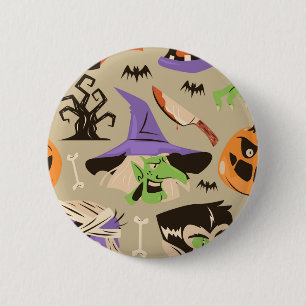 Badge Rond 5 Cm Bouton à motif vintage Halloween