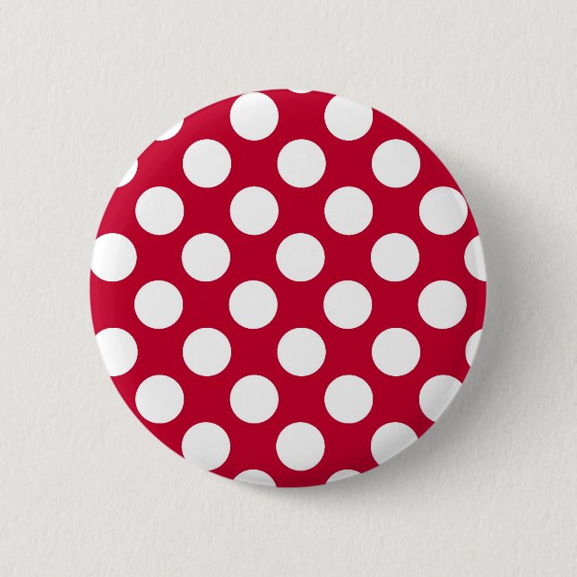 Badge Rond 5 Cm Bouton À petits pois rouge et blanc (Devant)