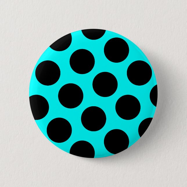 Badge Rond 5 Cm Bouton à pois noirs (Devant)