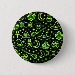Badge Rond 5 Cm Bouton à revers de sorcellerie gothique au néon ve