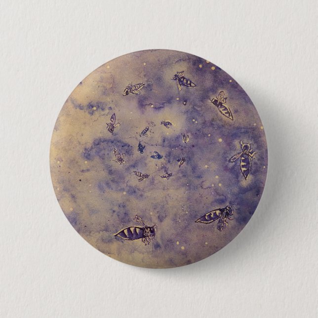 Badge Rond 5 Cm Bouton Abeilles spatiales (Devant)