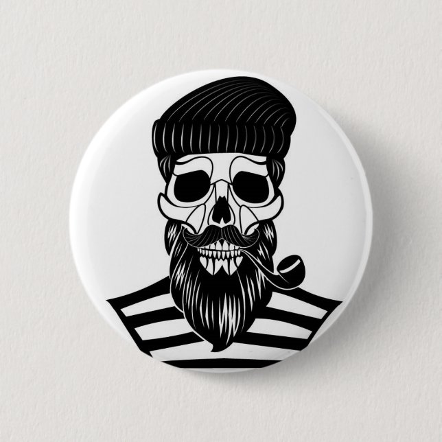 Badge Rond 5 Cm Bouton abstrait de crâne de marin (Devant)