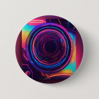 Badge Rond 5 Cm Bouton Abstrait de néon dynamique