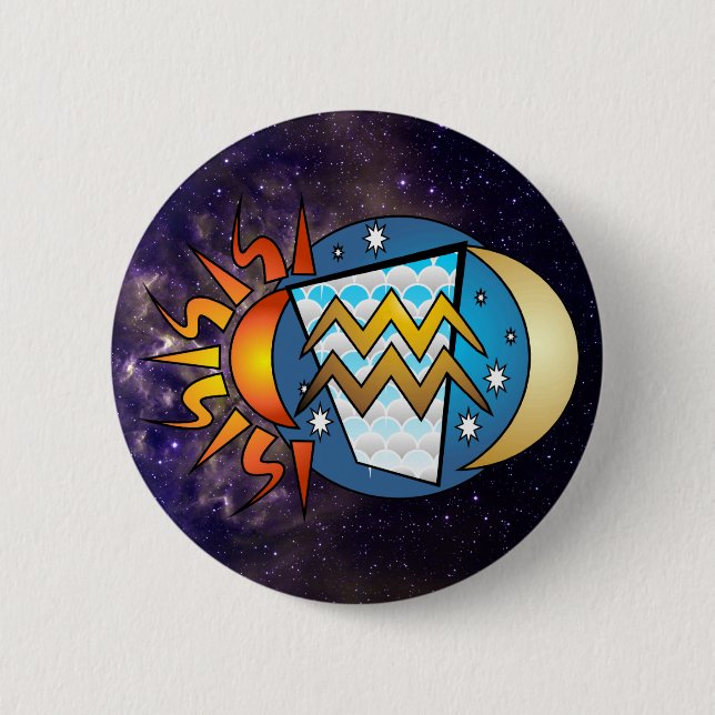 Badge Rond 5 Cm Bouton abstrait de Verseau (Devant)