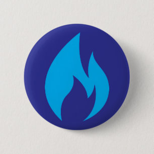 Badge Rond 5 Cm Bouton Activer la flamme bleue