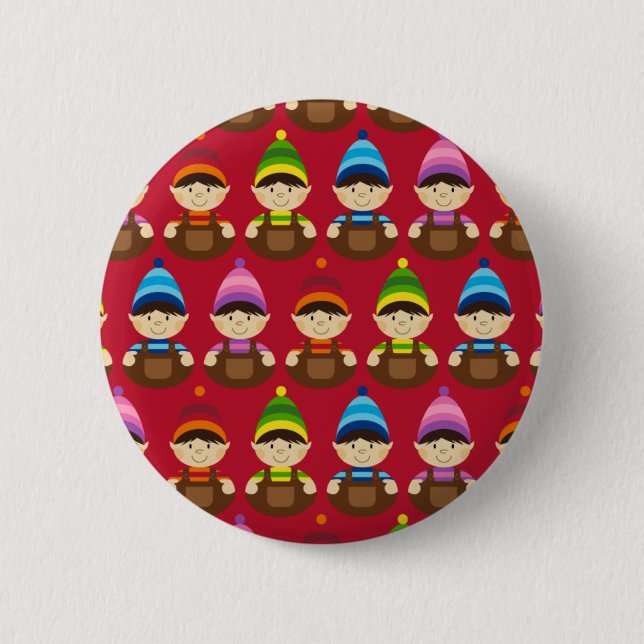 Badge Rond 5 Cm Bouton adorable de Noël d'elfes (Devant)