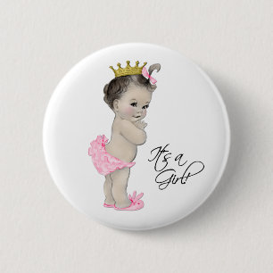 Badge Rond 5 Cm Bouton Adorable Princesse Rose C'est une Fille