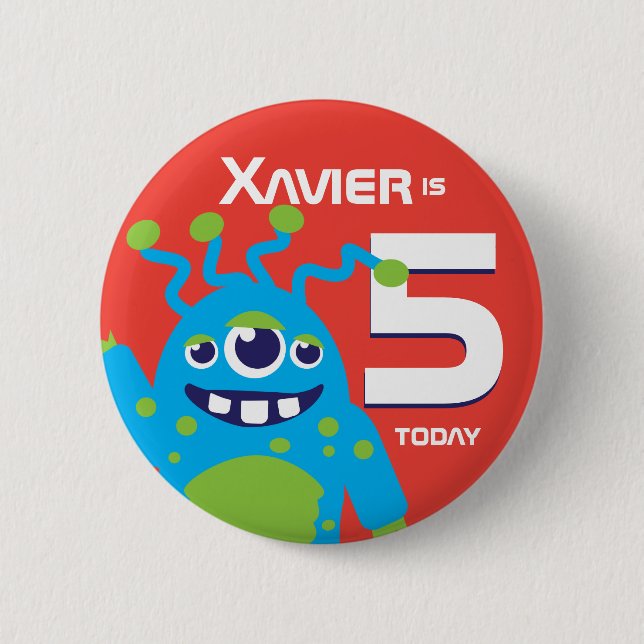 Badge Rond 5 Cm Bouton âge du nom de l'alien à trois yeux (Devant)