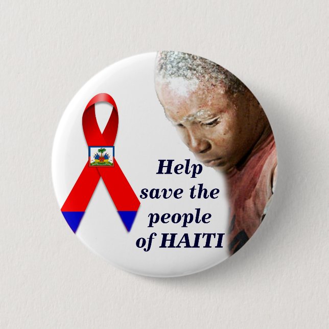 Badge Rond 5 Cm Bouton Aide Haïti_ (Devant)