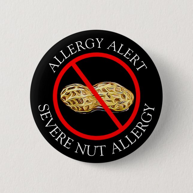 Badge Rond 5 Cm Bouton Alerte d'allergie aux arachides sévères (Devant)