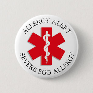Badge Rond 5 Cm Bouton Alerte d'allergie aux EGG sévères